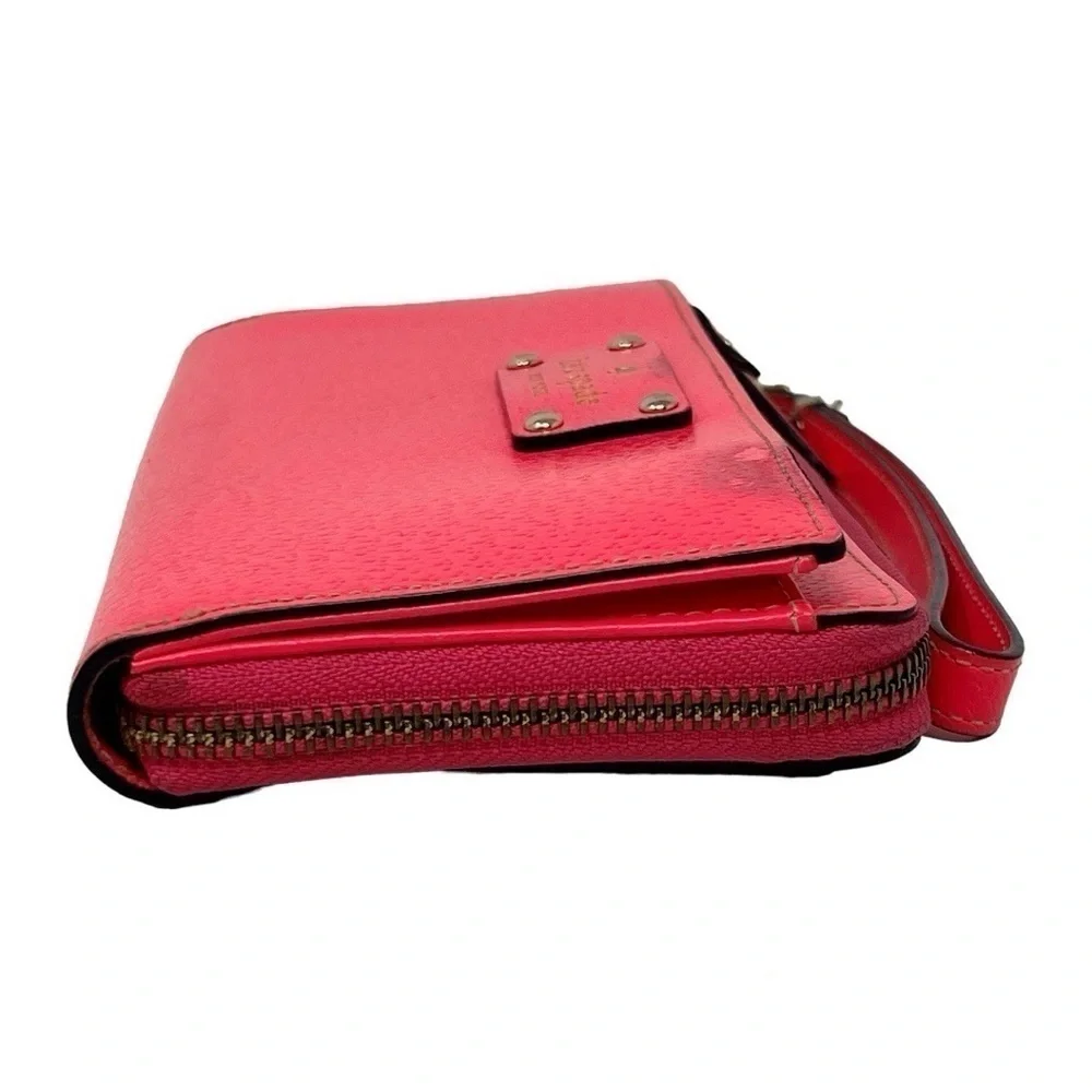 Kate Spade Leather Wristlet Wallet Layton Wellesley WLRU1779 Bright Hot Pink - Picture 3 of 13